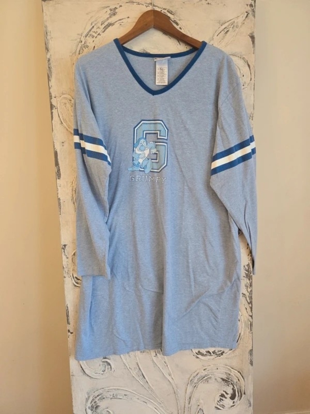 Disney Light Blue Grumpy V-Neck Long Sleeve Tee